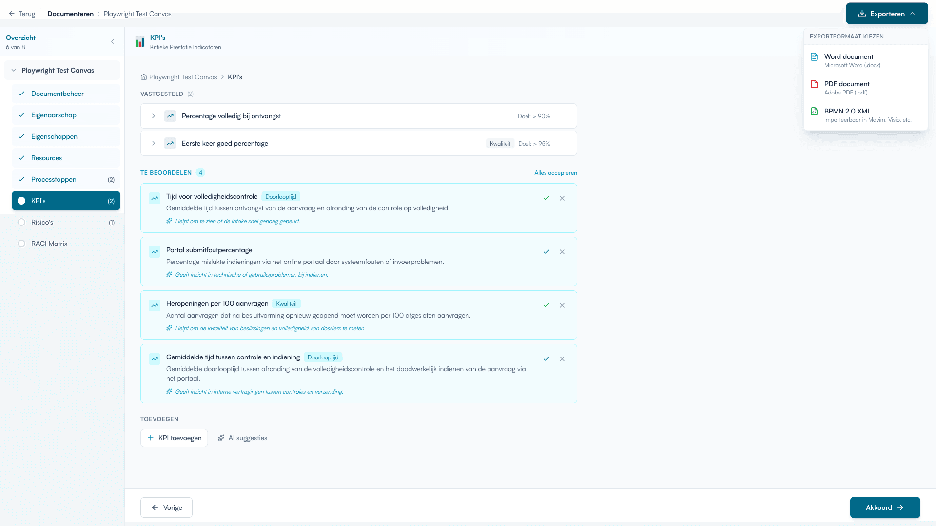 Exportdialoog met formaatkeuze