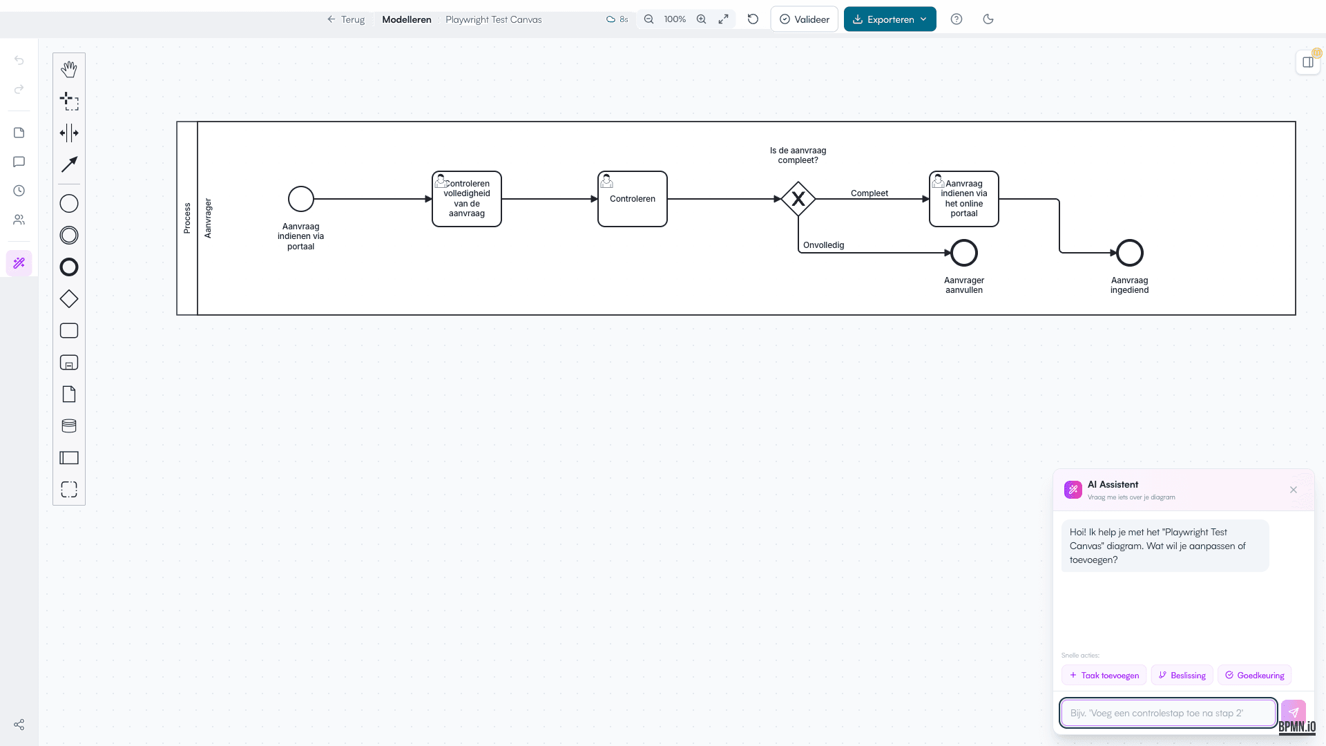 AI Assistent chatvenster
