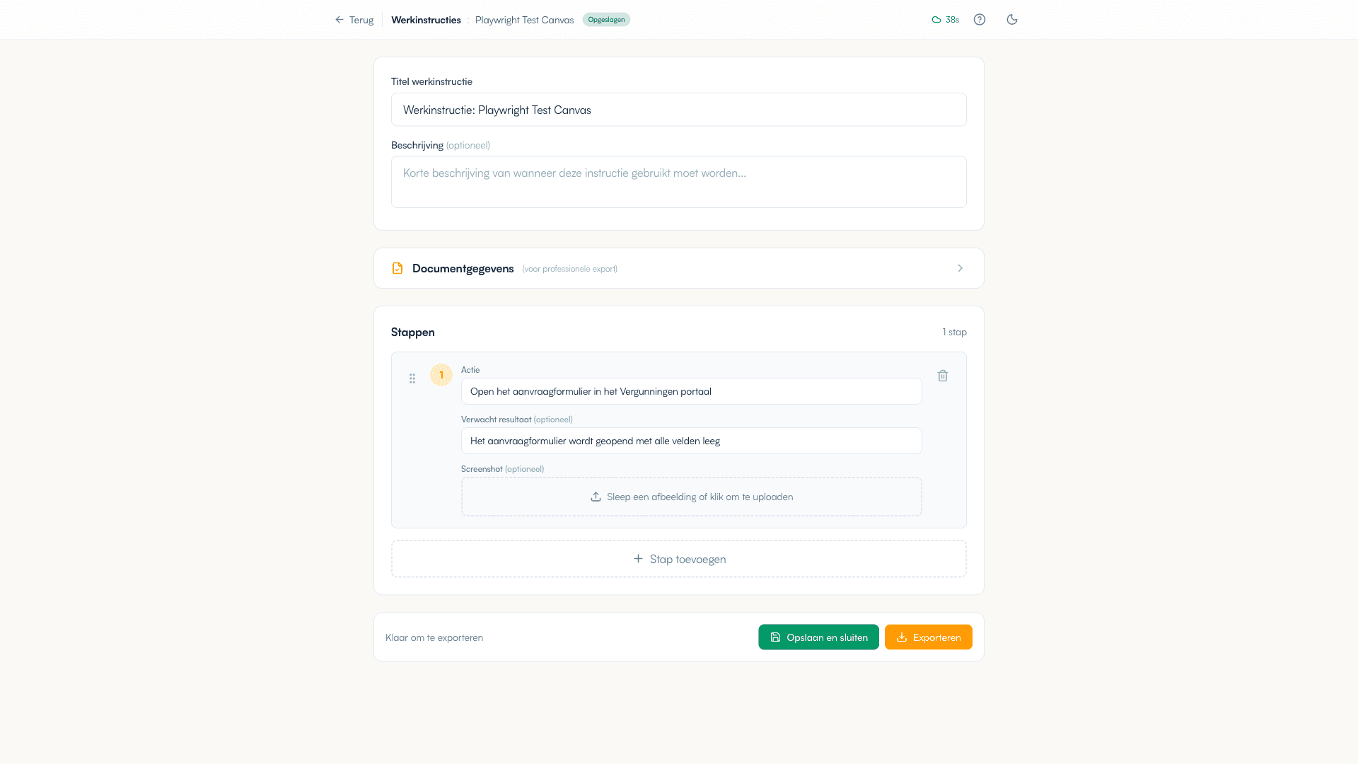 Stappen in de werkinstructie