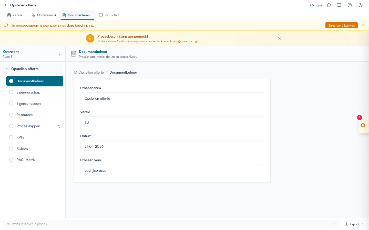 Procesbeschrijving editor